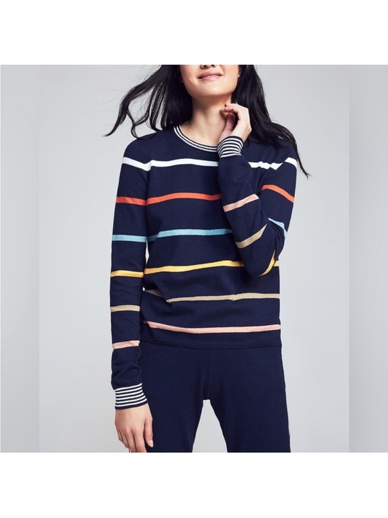 Faherty Sweaters - Faherty Women Surf Sweater Size Large Multicolor Stripe Cotton Cashmere Crewneck